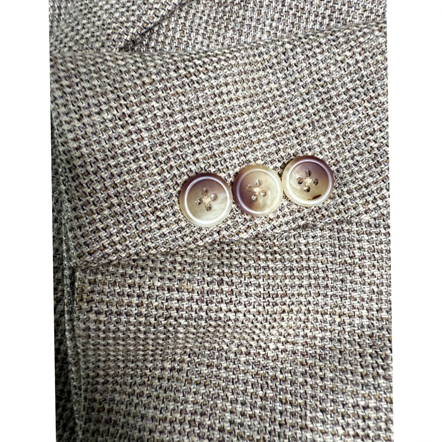 Vintage L.L.Bean Blazer Sport Coat Men's 42R Silk Wool Blend Herringbone Neutral Size 42R - 2 Thumbnail
