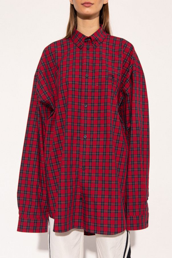 Balenciaga o1mle0424 Oversized Shirt in Red Size XS / US 0-2 / IT 36-38 - 3 Thumbnail