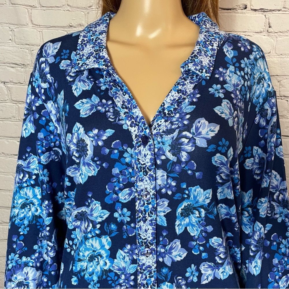 Isaac Mizrahi New Isaac Mizrahi Live! Mixed Print Button Front Blue Long Size 3XL / US 20-22 - 9 Thumbnail