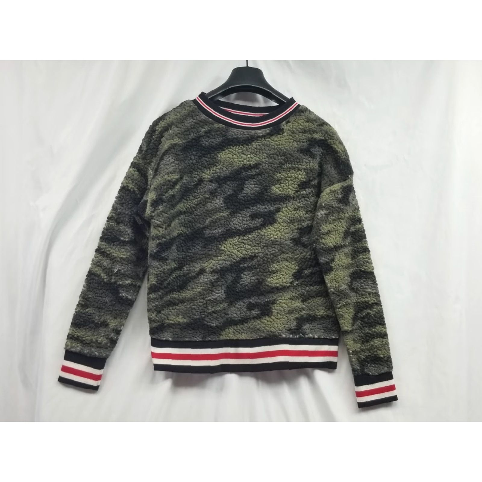 Vintage Derek Heart Women's Pullover Sweatshirt Camouflage Sherpa Fuzzy Green Crewneck L Regular Size L / US 10 / IT 46 - 2 Thumbnail