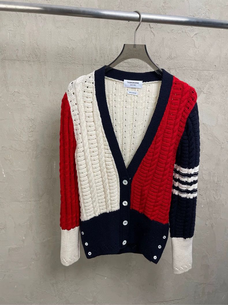 Thom Browne Thom browne Red and white color block four-striped wool car Size M / US 6-8 / IT 42-44 - 1 Thumbnail