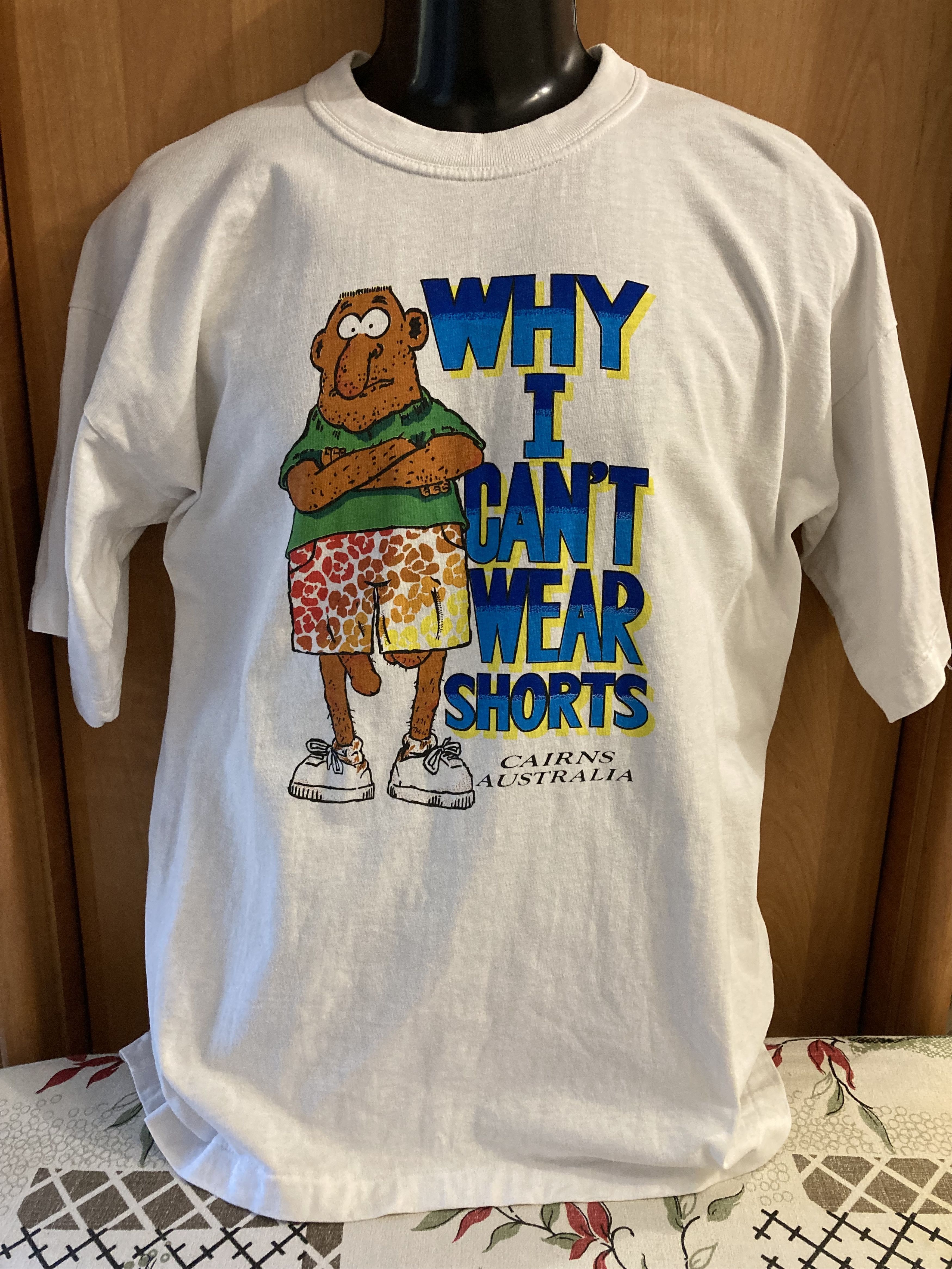 Vintage Vintage Why I Can’t Wear Shorts Single Stitch Tee Shirt Size US XL / EU 56 / 4 - 1 Thumbnail