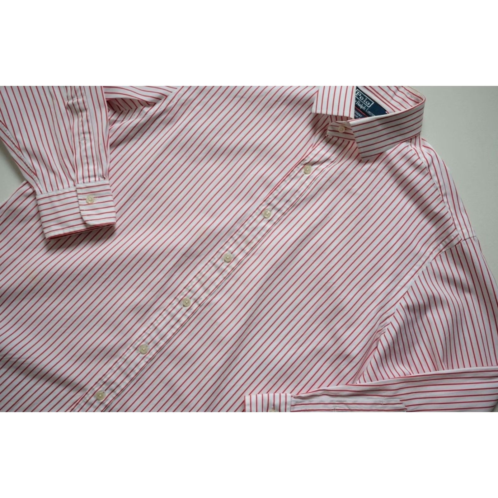 Ralph Lauren VINTAGE Ralph Lauren POLO SHIRT Button-Down Classic Fit Striped Cotton 90s Retro Men SZ 16 1/2 White Size US L / EU 52-54 / 3 - 5 Thumbnail