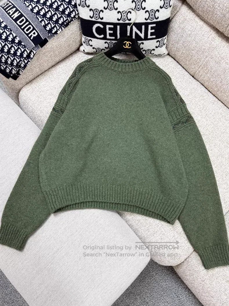 Loro Piana Loro Piana Moss Green Long Sleeve Cashmere Knit Sweater Size L / US 10 / IT 46 - 3 Thumbnail