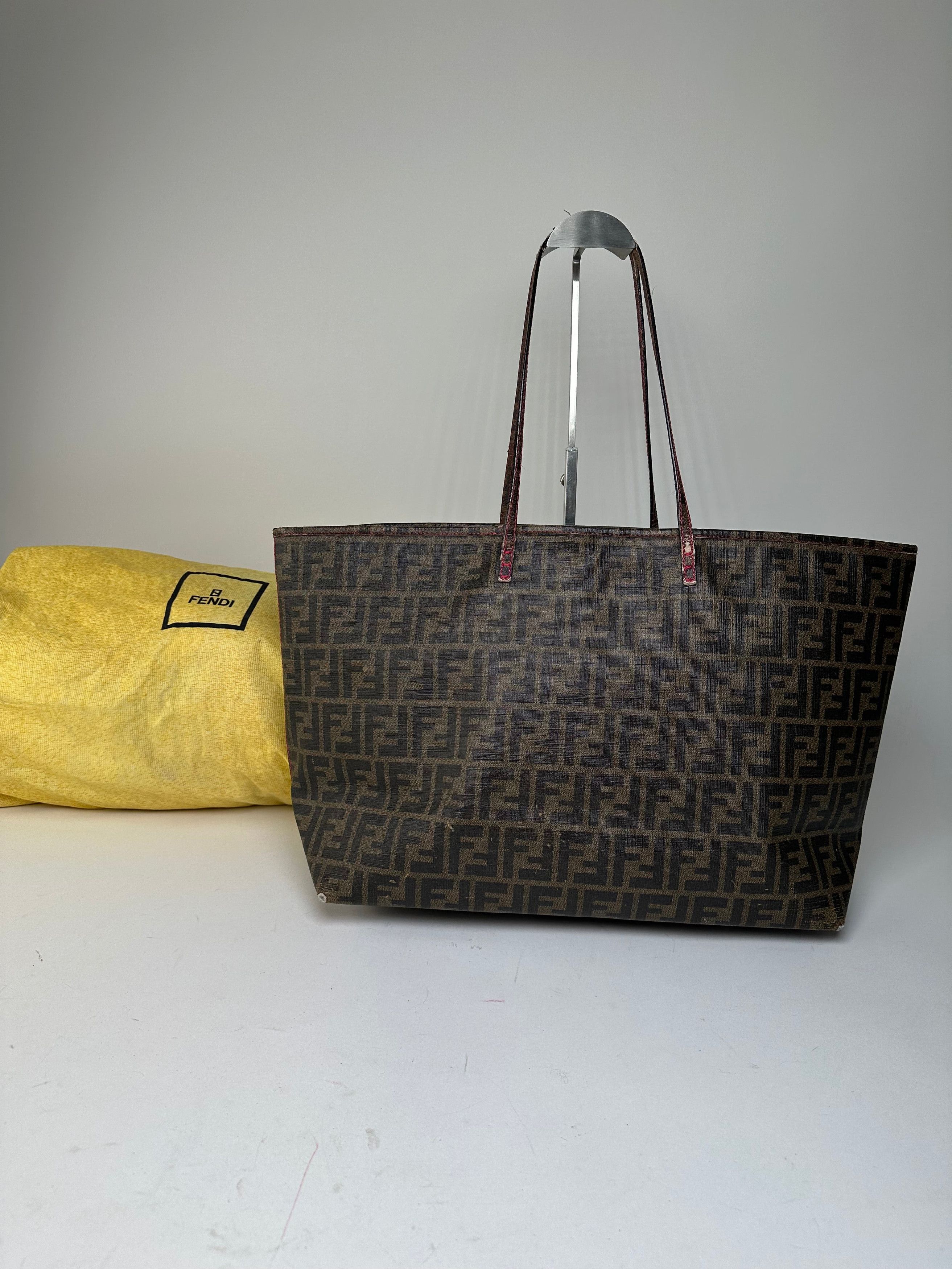 Fendi Vintage FF Zucca Monogram Canvas Leather Shopper Bag Brown Size ONE SIZE - 1 Thumbnail