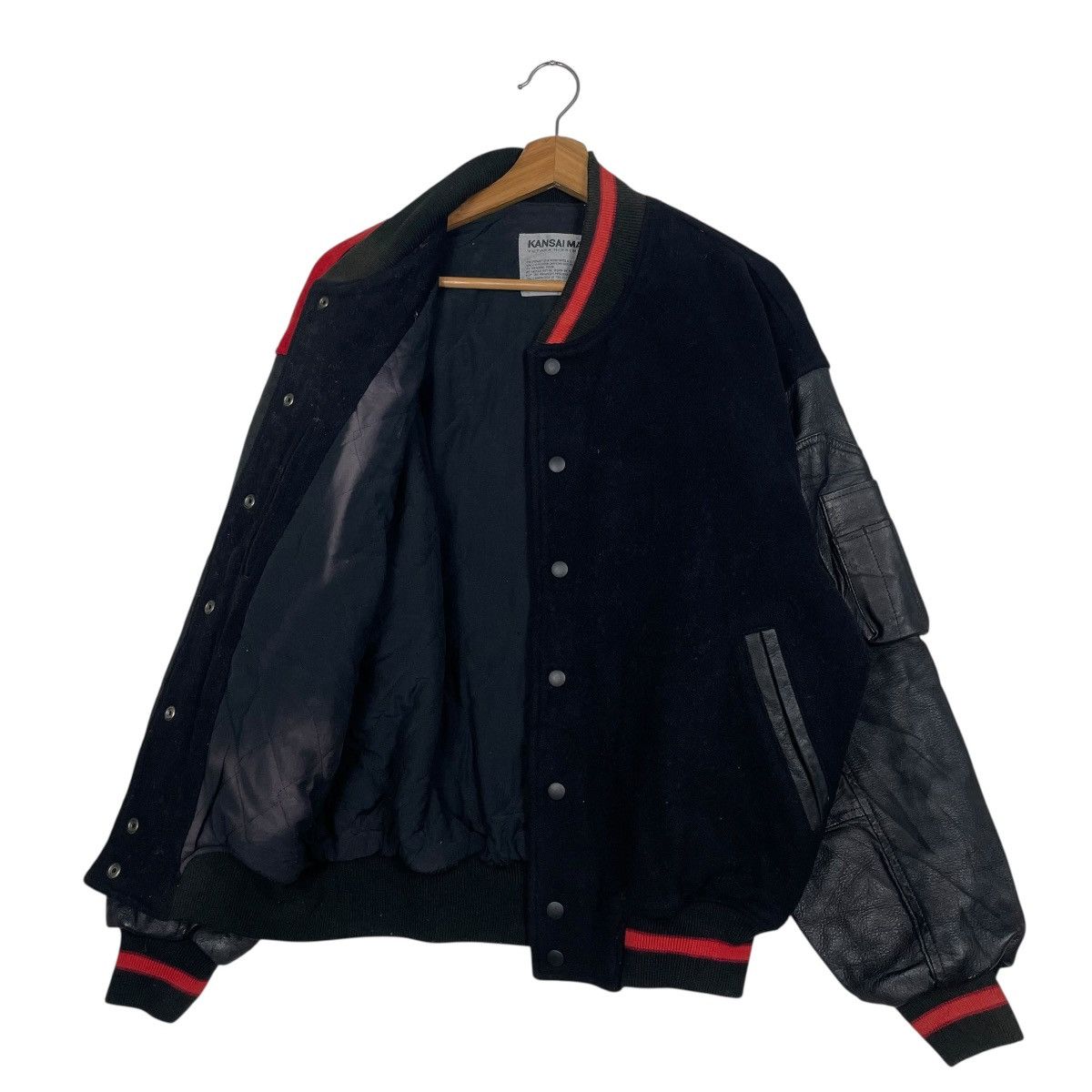 Kansai Yamamoto Vtg Kansai Man Yutaka Nishimura Leather Varsity Jacket Size US M / EU 48-50 / 2 - 9 Thumbnail