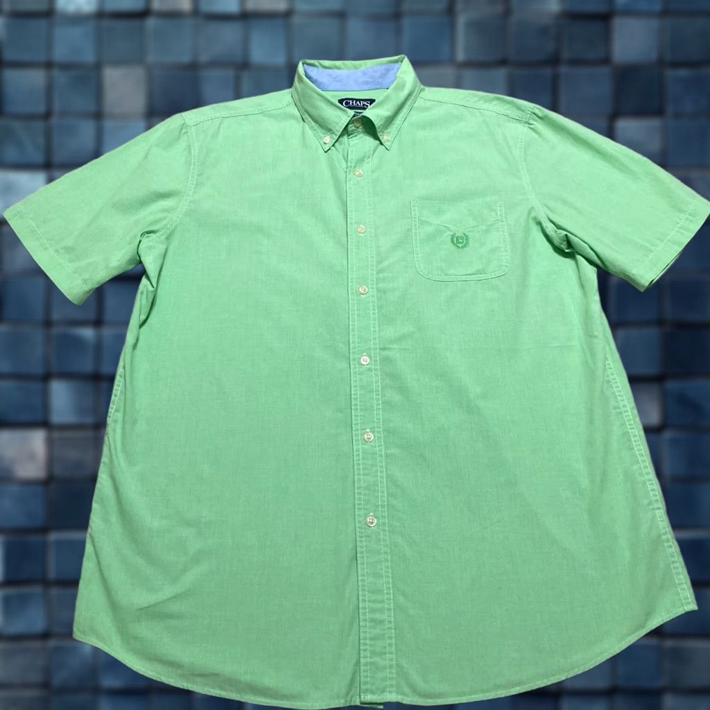 Chaps Chaps Ralph Lauren Mens L Shirt Green Plaid Check Short Sleeve Button-Down Poplin Cotton Polyester Casual Vintage: No Conflict Size US L / EU 52-54 / 3 - 1 Thumbnail