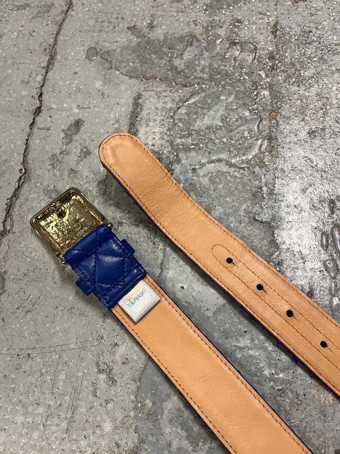 Dolce & Gabbana × Vintage 2000s Dolce & Gabbana Navy Leather Belt Size ONE SIZE - 5 Thumbnail