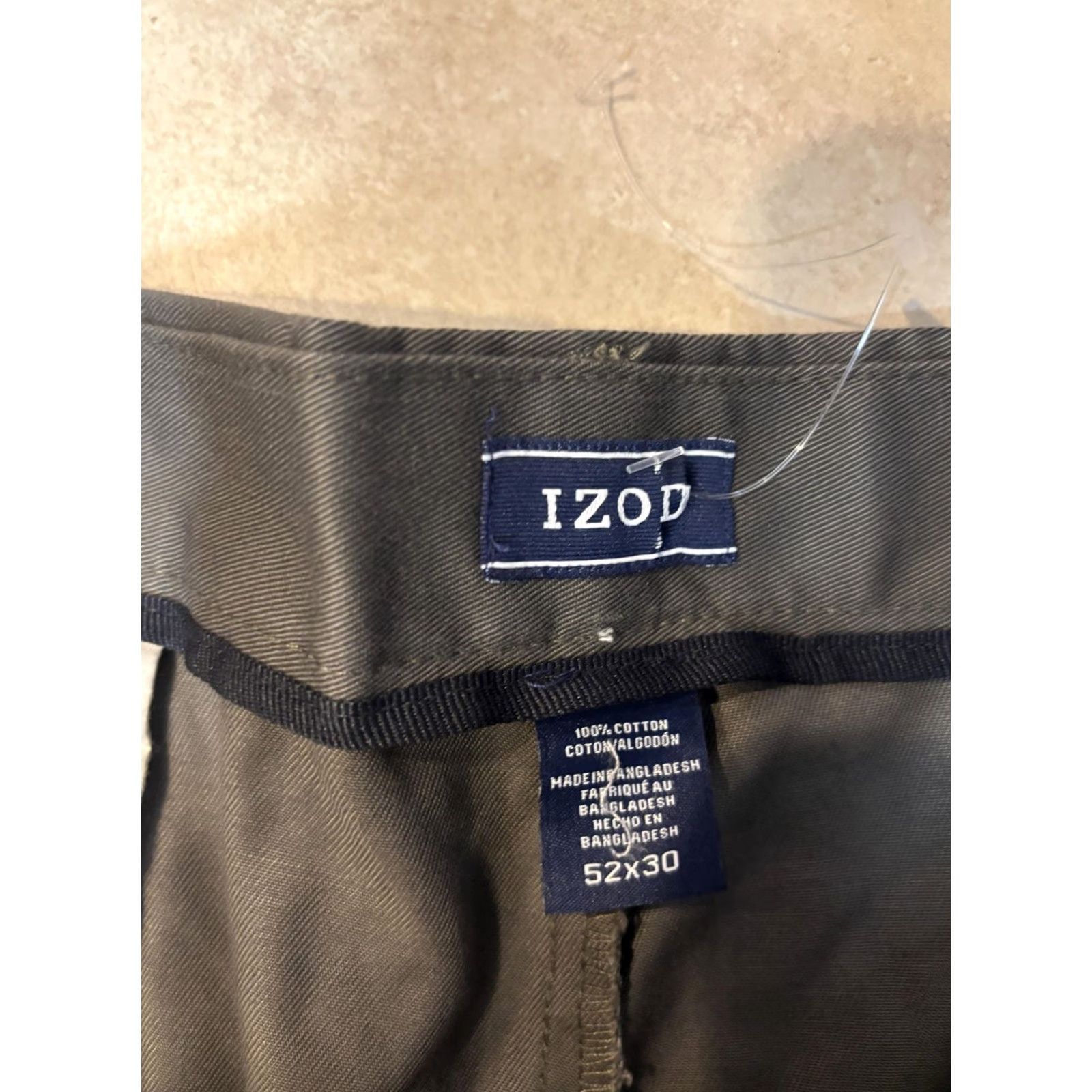 Izod IZOD Men’s Pants Chino 52x30 Big & Tall Green Non Iron Classic Double Pleat Size US 36 / EU 52 - 3 Thumbnail