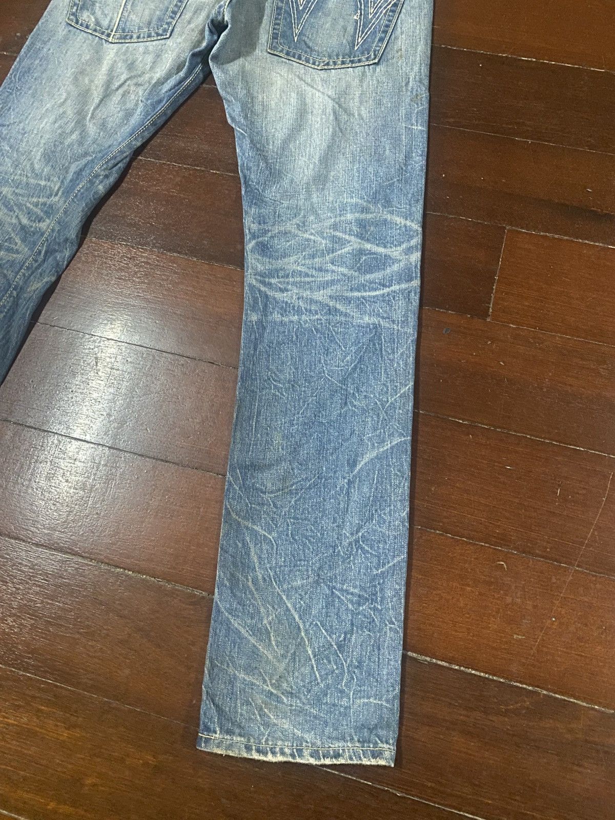 Edwin Fire Edwin bluetrip Flare Distressed Denim mud wash faded Size US 34 / EU 50 - 11 Thumbnail