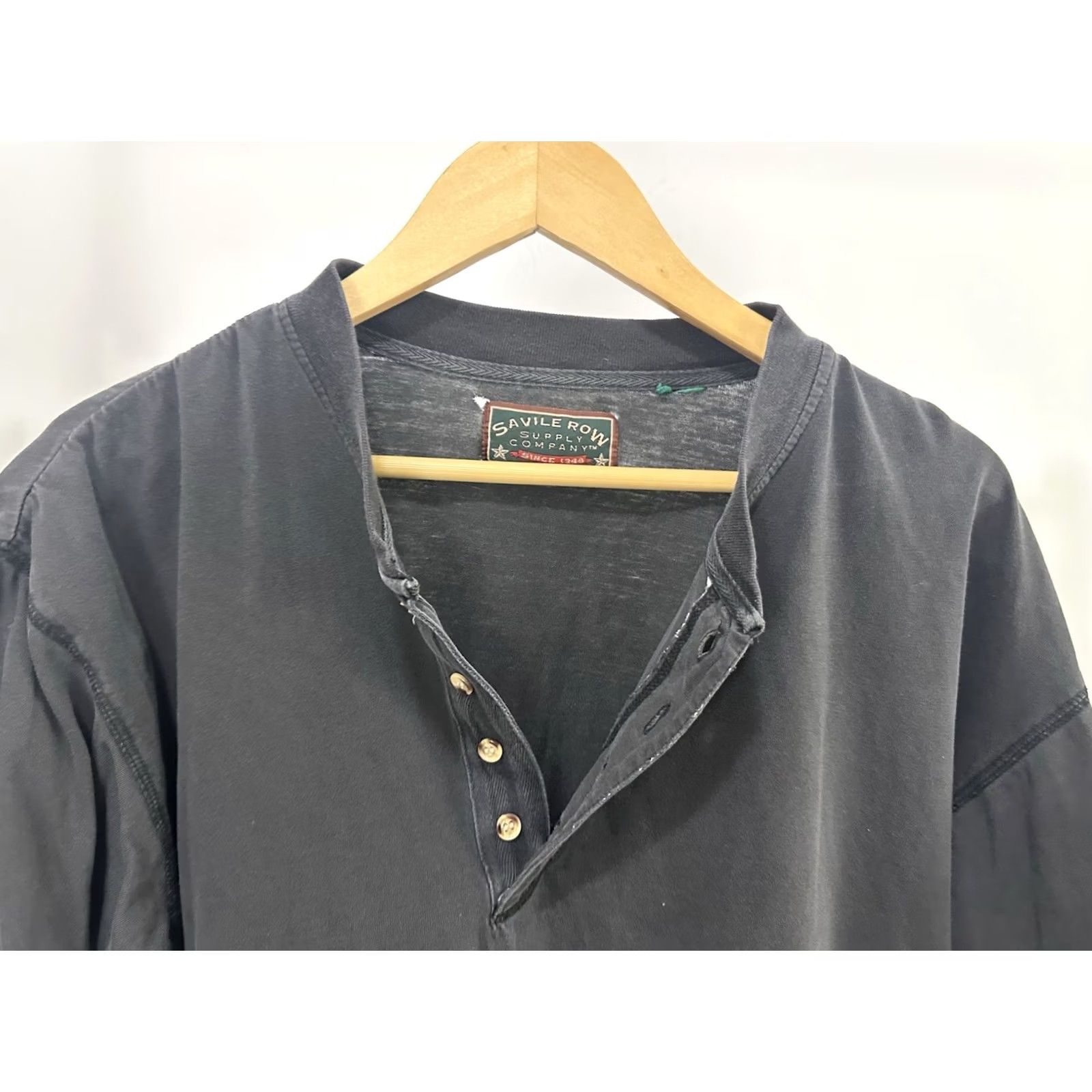Vintage VTG Faded Worn Cotton Thrashed Distressed Henley Black WIP Work T-Shirt XL Size US XL / EU 56 / 4 - 6 Thumbnail