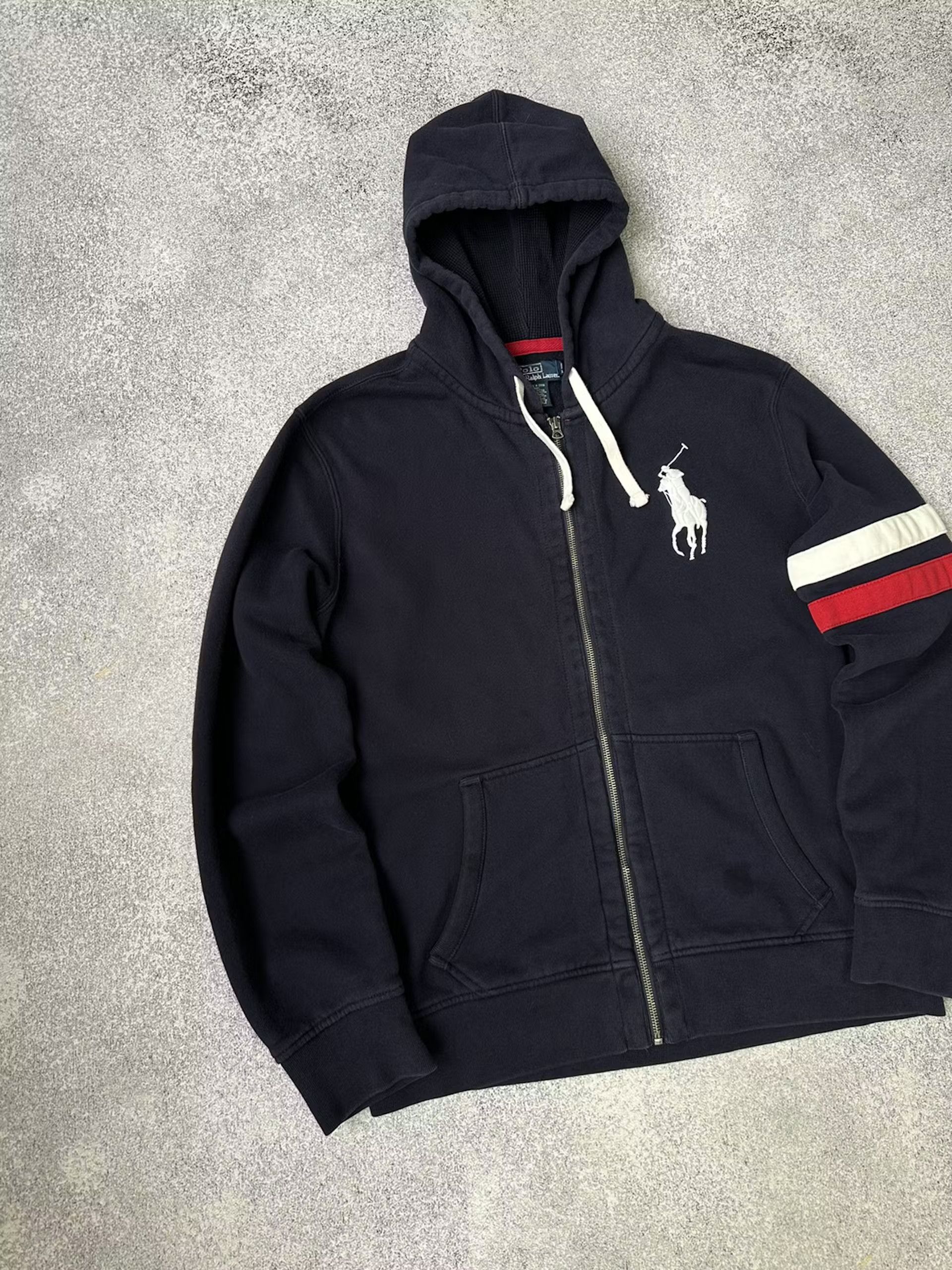Polo Ralph Lauren × Ralph Lauren × Vintage Vintage Polo Ralph Lauren Big Logo Navy Heavy Zip Hoodie Size US XL / EU 56 / 4 - 6 Thumbnail