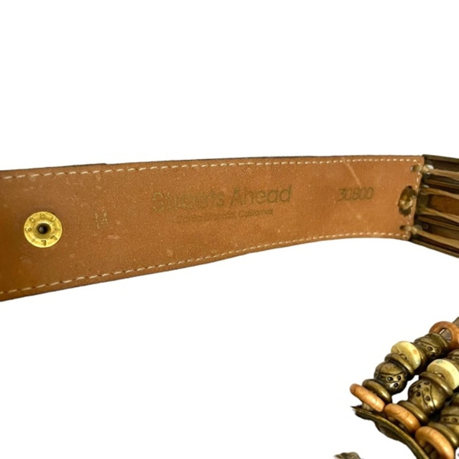 Other Streets Ahead Beaded Sun Brass Medallion Leather Belt Size ONE SIZE - 5 Thumbnail
