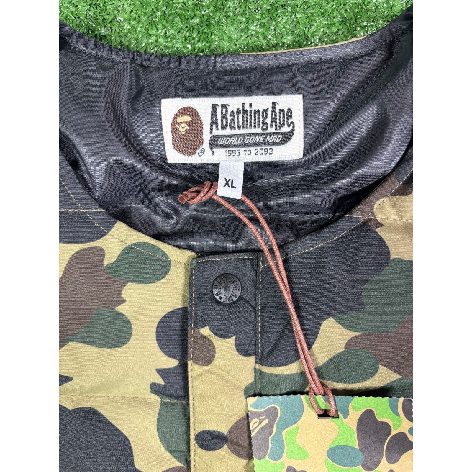 Bape Bape 1st Camo Collarless Green Down Puffer Jacket Size XL Size US XL / EU 56 / 4 - 6 Thumbnail
