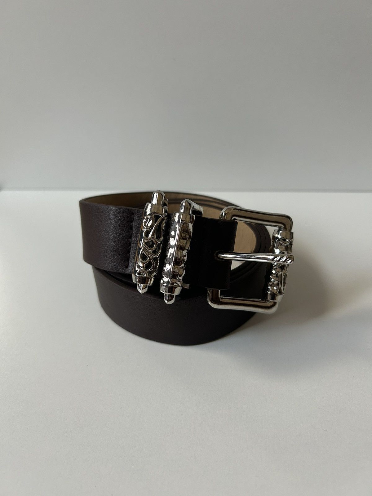 Japanese Brand × Vintage Y2K 2000s Silver cross futuristic brown roller belt Size ONE SIZE - 2 Thumbnail