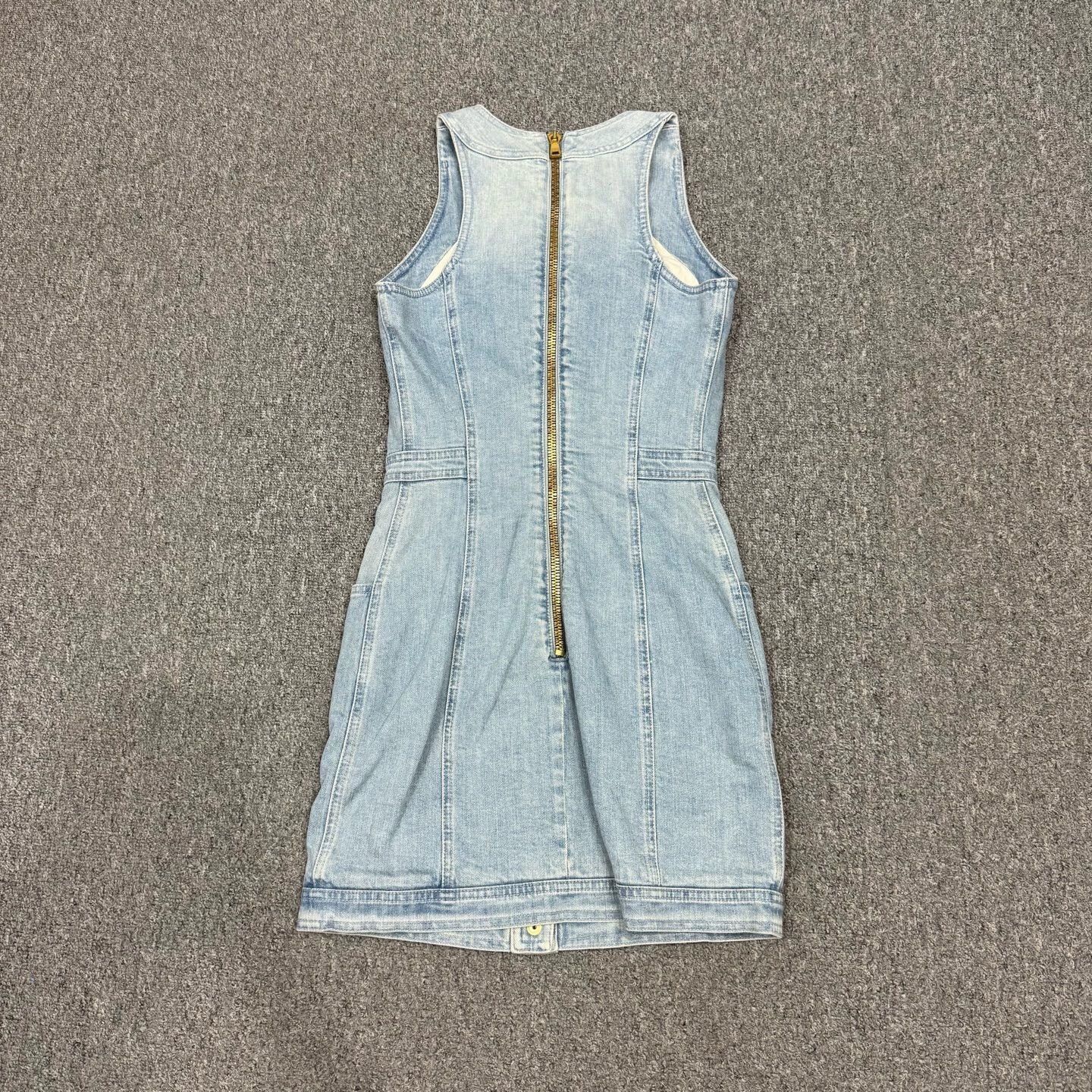 Balmain BALMAIN SS23 Washed Denim Sleeveless Button Women's Dress Size XS / US 0-2 / IT 36-38 - 2 Thumbnail