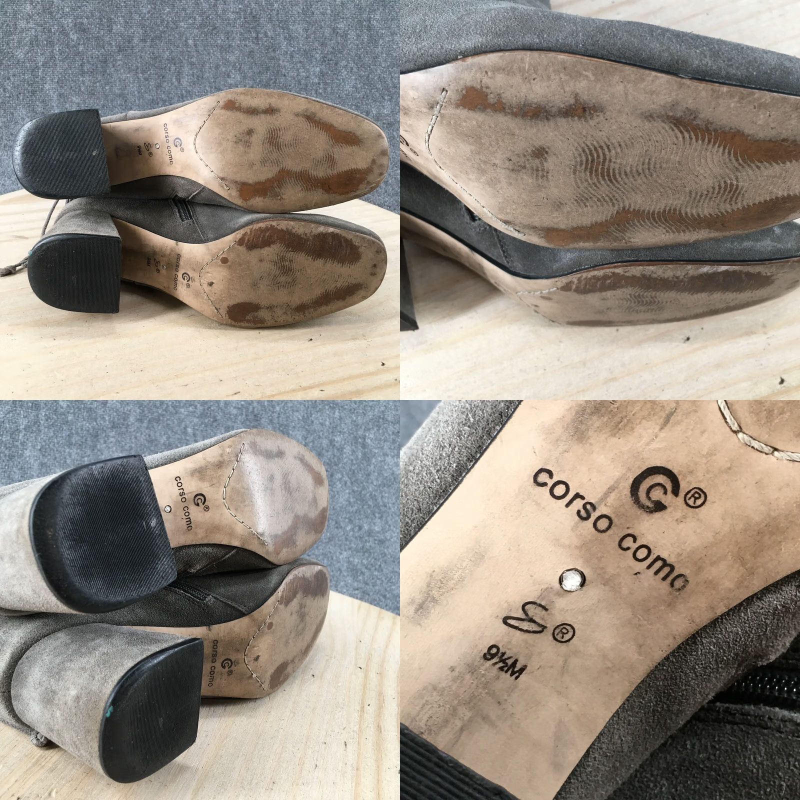 Vintage Corso Como Boots Womens 9.5 M Casual Side Zip Ankle Bootie Gray Suede Heels Size US 10 / IT 40 - 9 Thumbnail