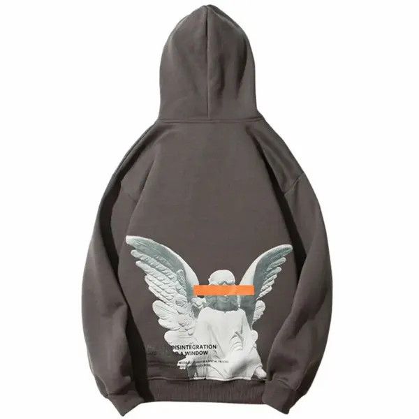 VIBE Vintage Angels Grey Hoodie Sweatshirt Pullover Jersey Jumper Size US L / EU 52-54 / 3 - 1 Thumbnail