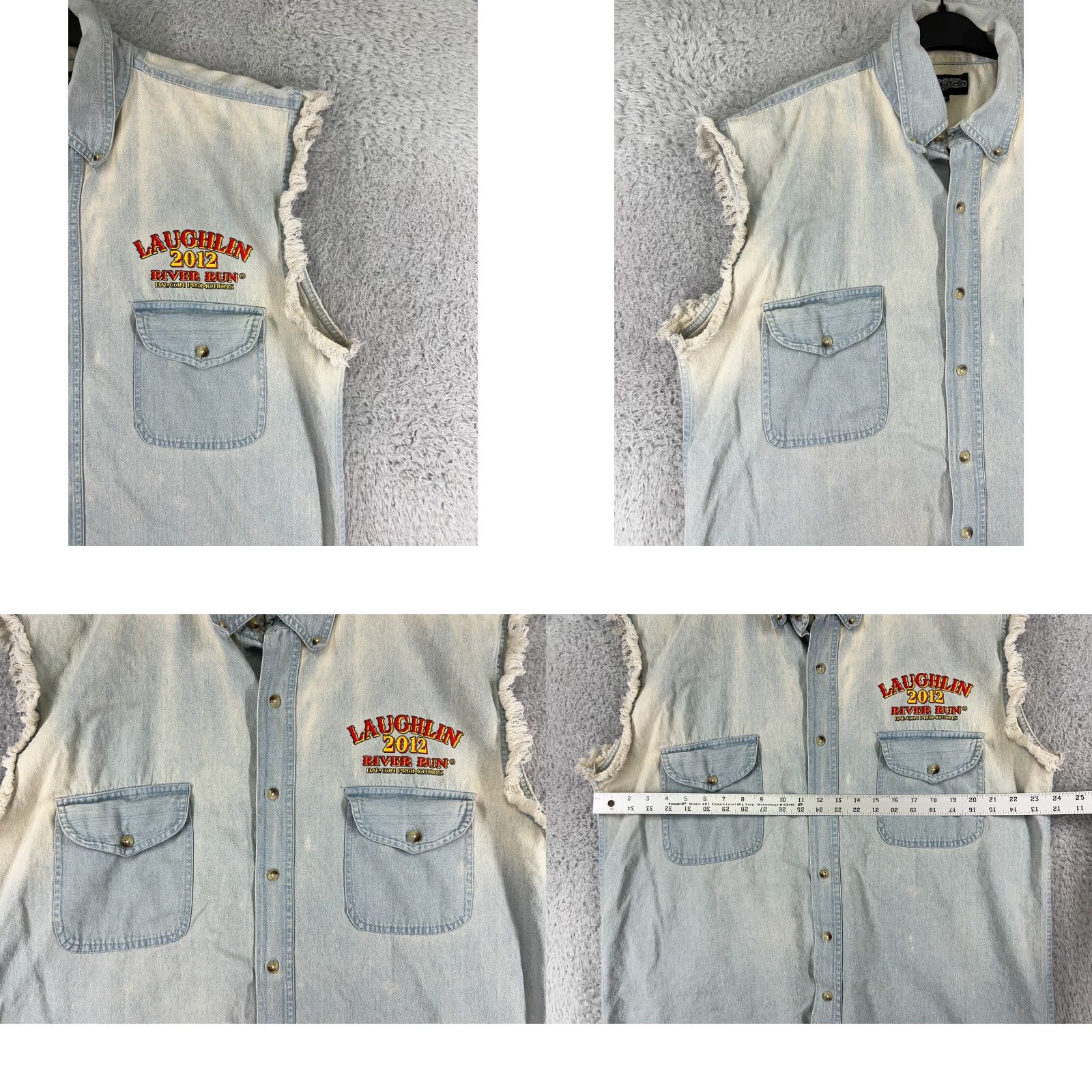 Denime VINTAGE Sports Gallery Vest Men XL Blue Denim Laughlin River Run 2012 Size US XL / EU 56 / 4 - 8 Thumbnail