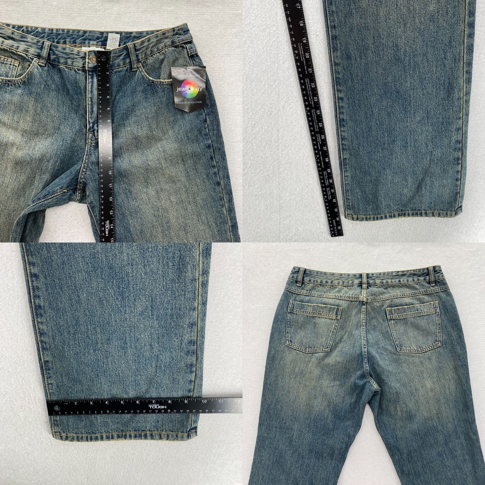 Denime Jeanology Jeans Women's 16 Tall Medium Wash Blue Denim Mid Rise Bootscut Boho Vintage Y2K Lounge Size 38" / US 16 / IT 52 - 8 Thumbnail