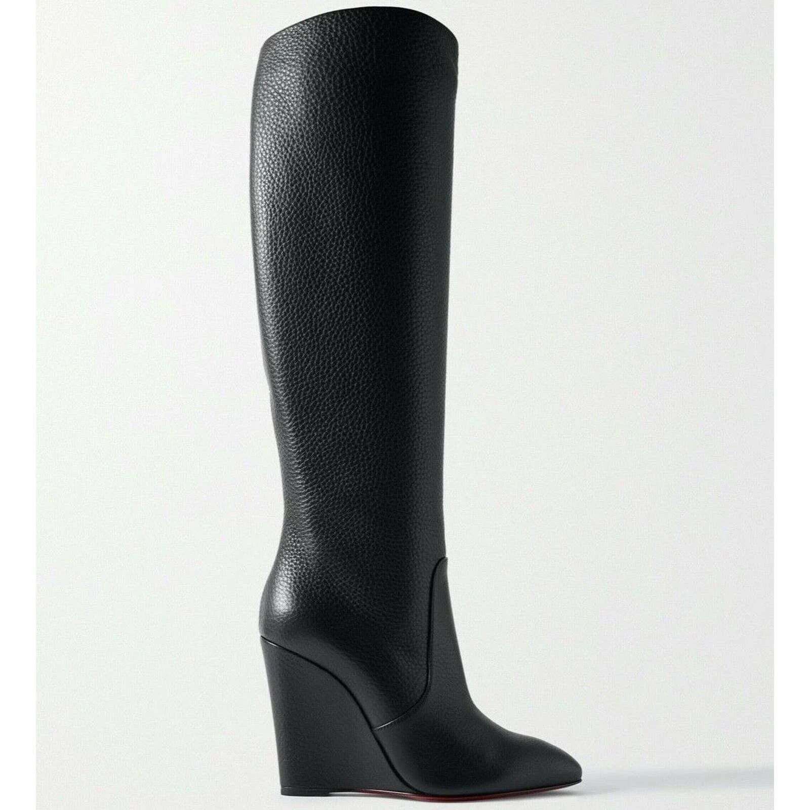 Christian Louboutin Christian Louboutin Civiliza Black Calf Leather Knee High Size US 7 / IT 37 - 1 Thumbnail