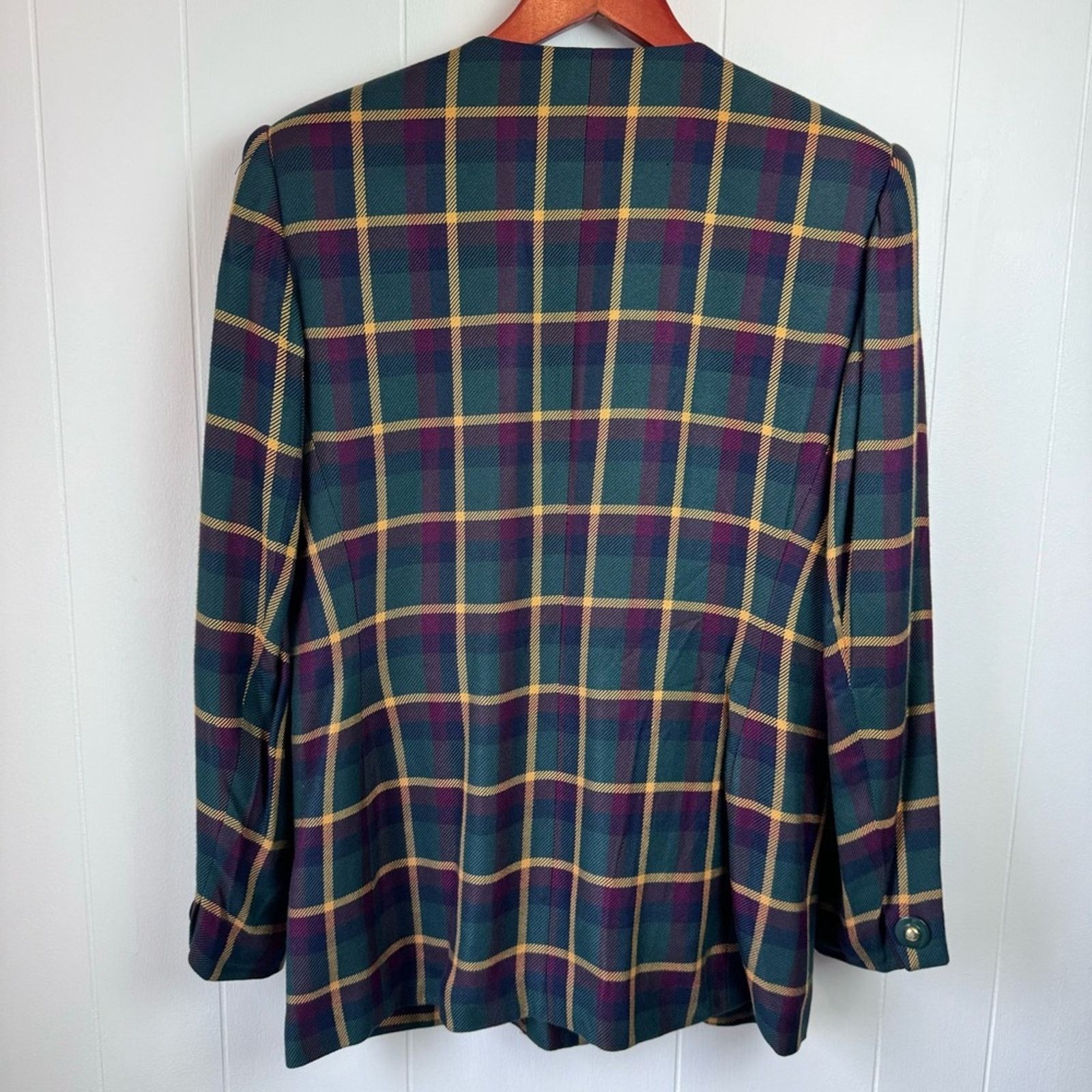 Vintage Vintage Fall Plaid Collarless Button Blazer Women’s Size Med Size M / US 6-8 / IT 42-44 - 10 Thumbnail