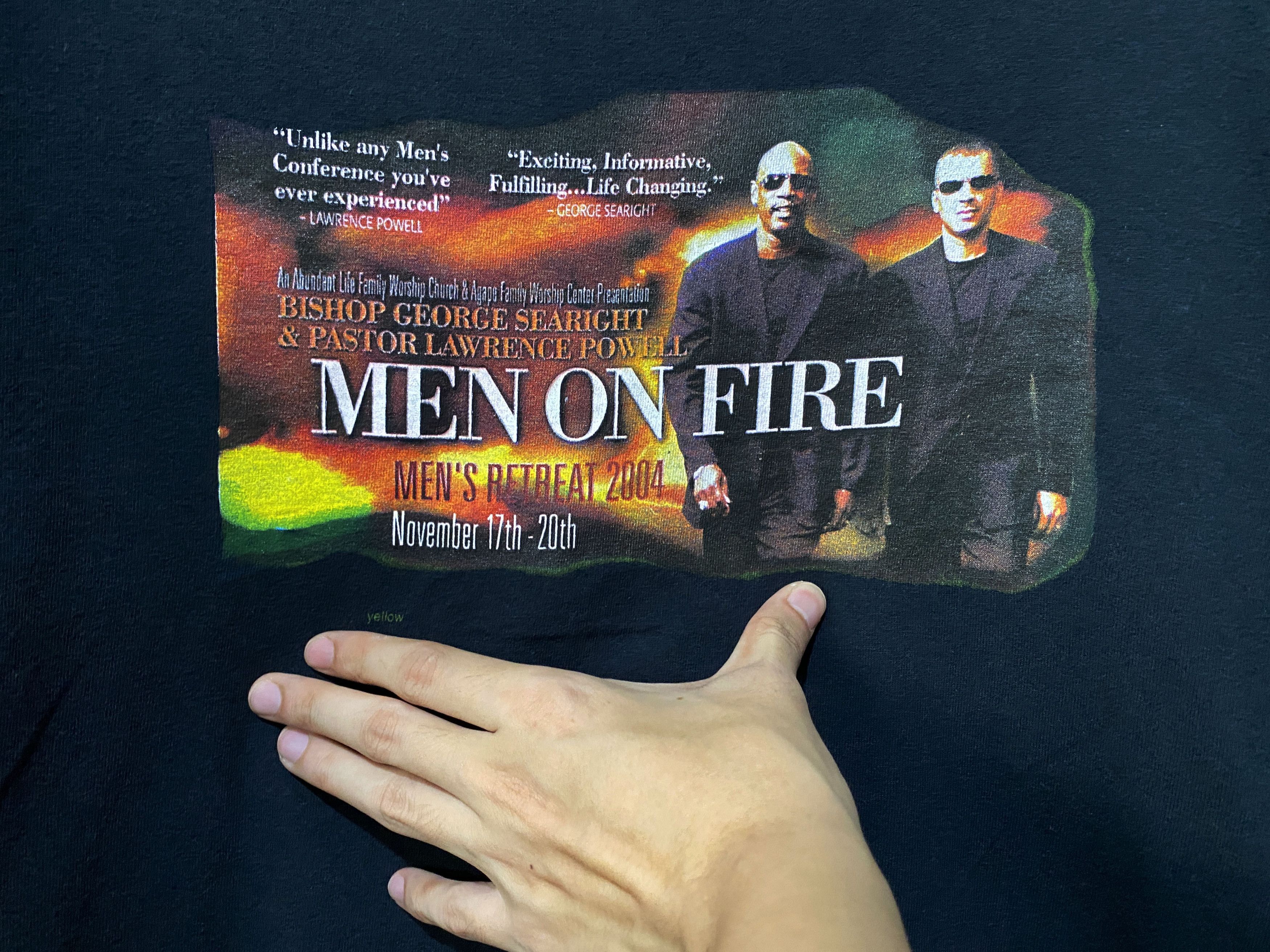 Vintage 2004 Men on Fire Parody Shirt