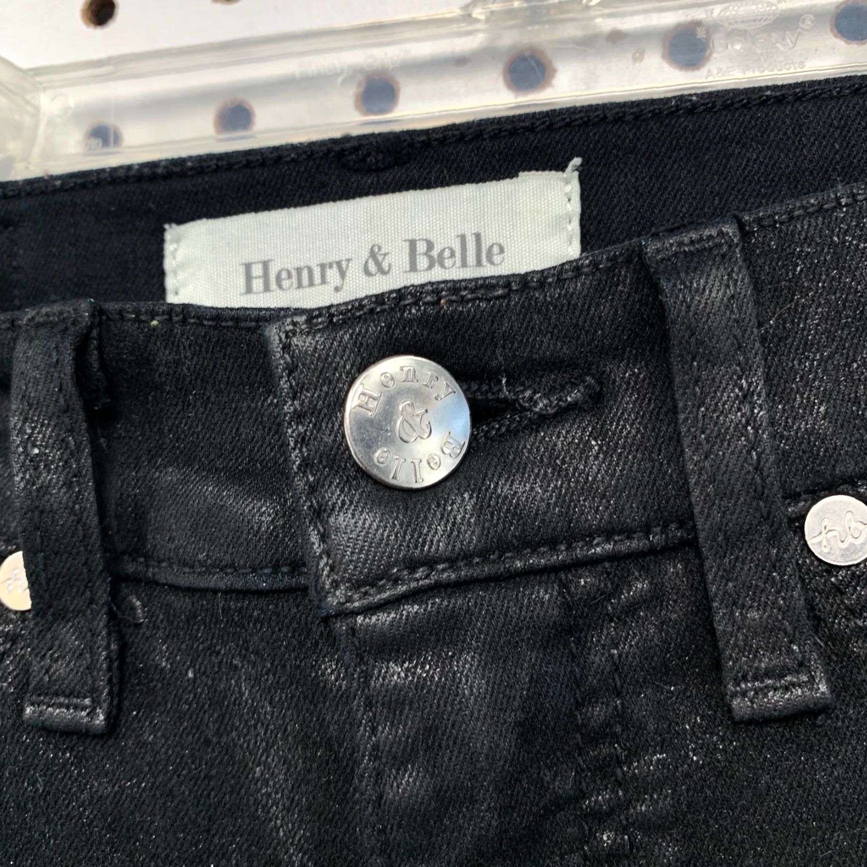 Denime VINTAGE Henry & Belle Black Denim Jeans Super Skinny Ankle Shiny Womens Size 24 22x28.5 Size 42" / US 20 - 6 Thumbnail