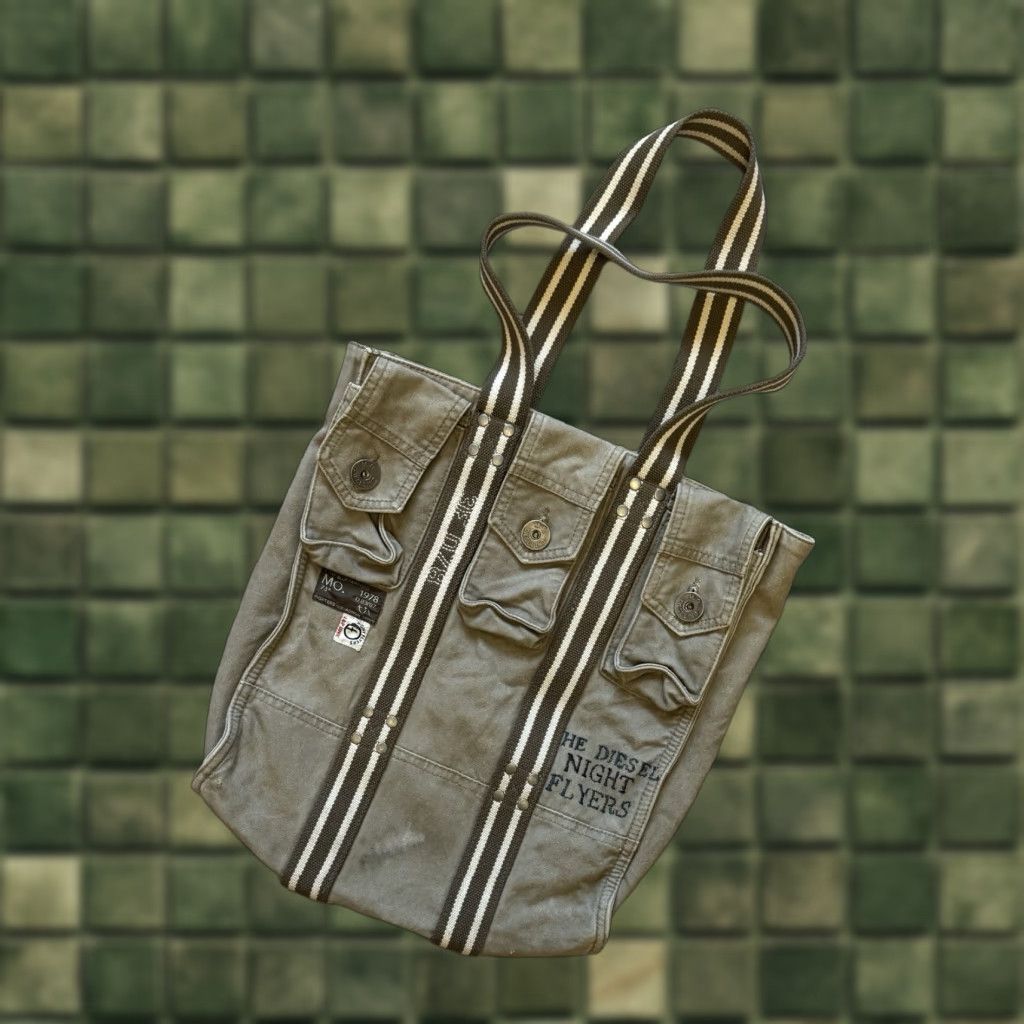 Diesel VINTAGE Diesel Khaki Green Army Flight Cargo Shoulder Bag Archive 2000’s Unisex Adults Bag Size ONE SIZE - 1 Thumbnail