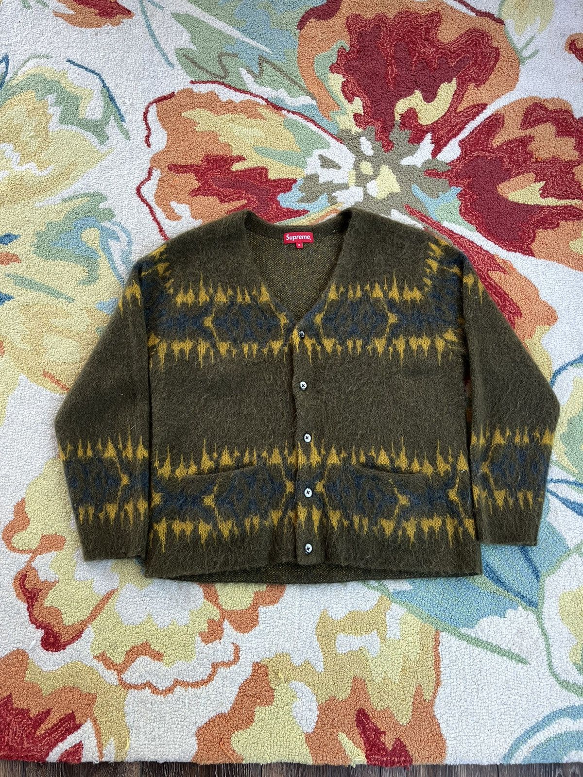 Supreme Supreme Abstract Stripe Cardigan FW22 Olive | Grailed