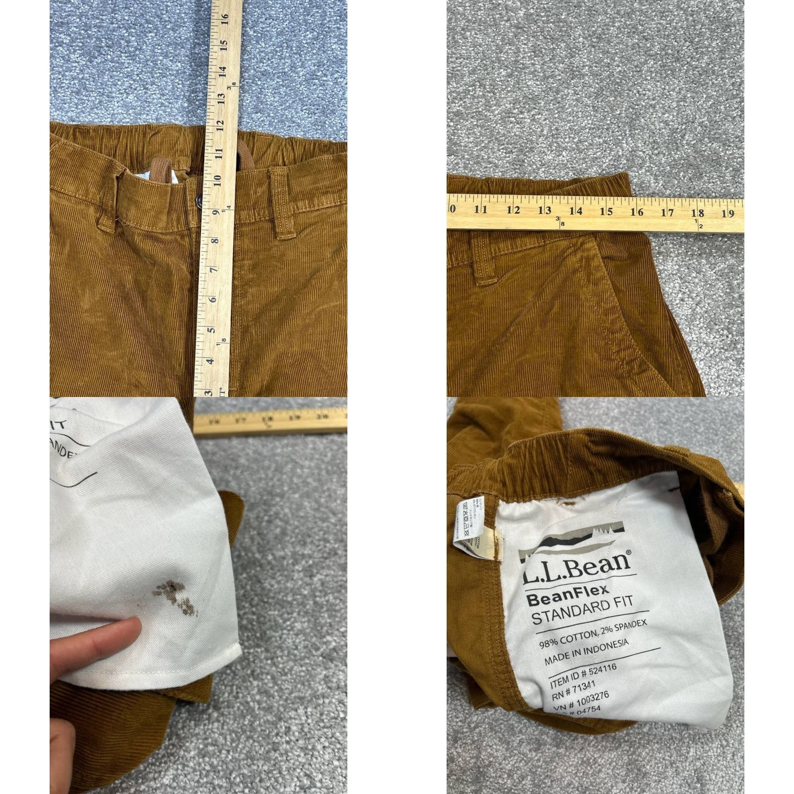 Vintage L.L.Bean Pants Mens Medium Beanflex Corduroy Brown Regular Fit Straight Leg Dress Pants 90s Nature Preppy Mens Size US 31 - 8 Thumbnail