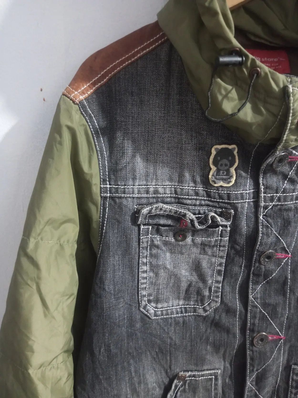 Japanese Brand Drug store's multi pocket denim mix paracute jacket Size US M / EU 48-50 / 2 - 3 Thumbnail