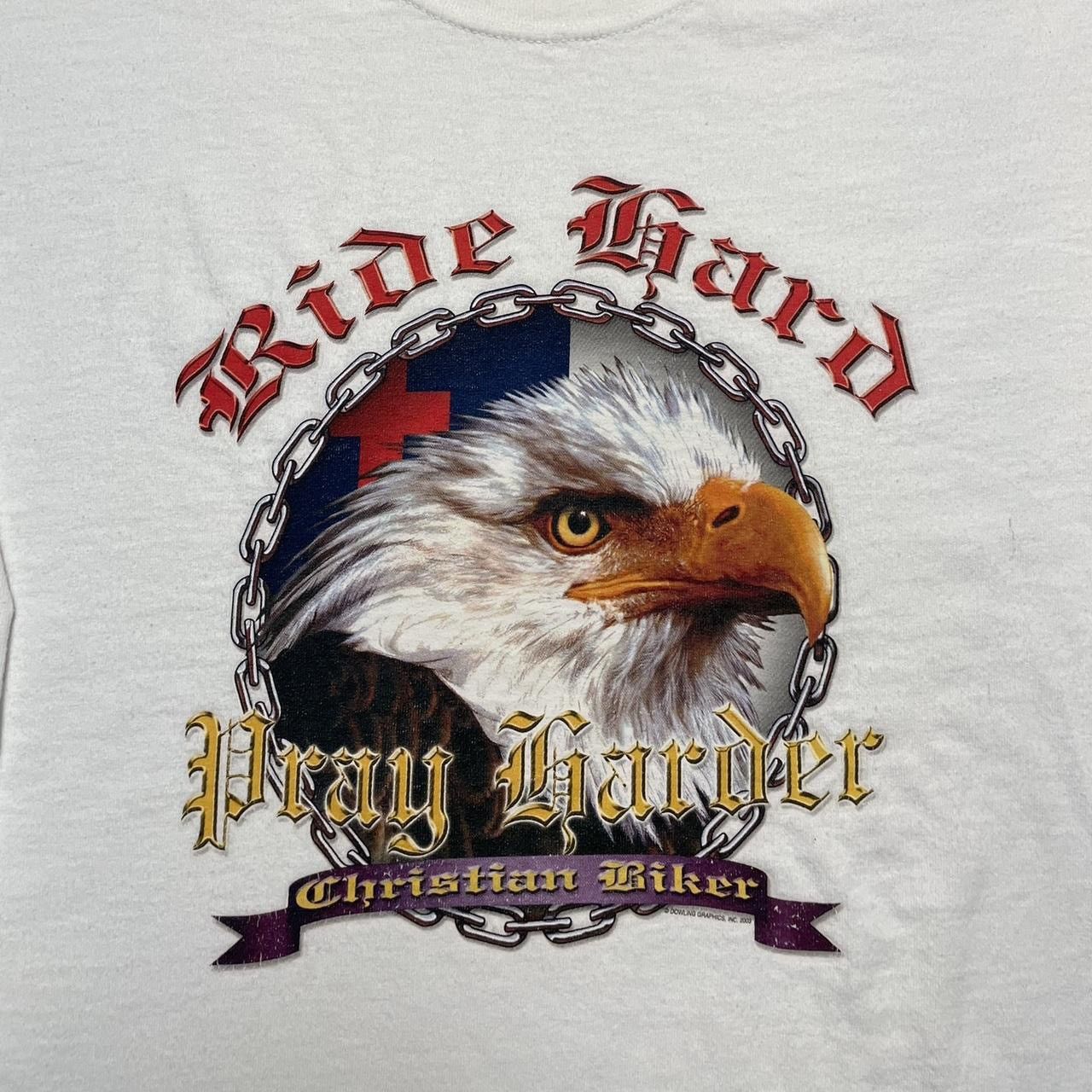 Vintage Vintage Christian Biker Shirt White XL 2003 Ride Hard Pray Size US XL / EU 56 / 4 - 2 Thumbnail