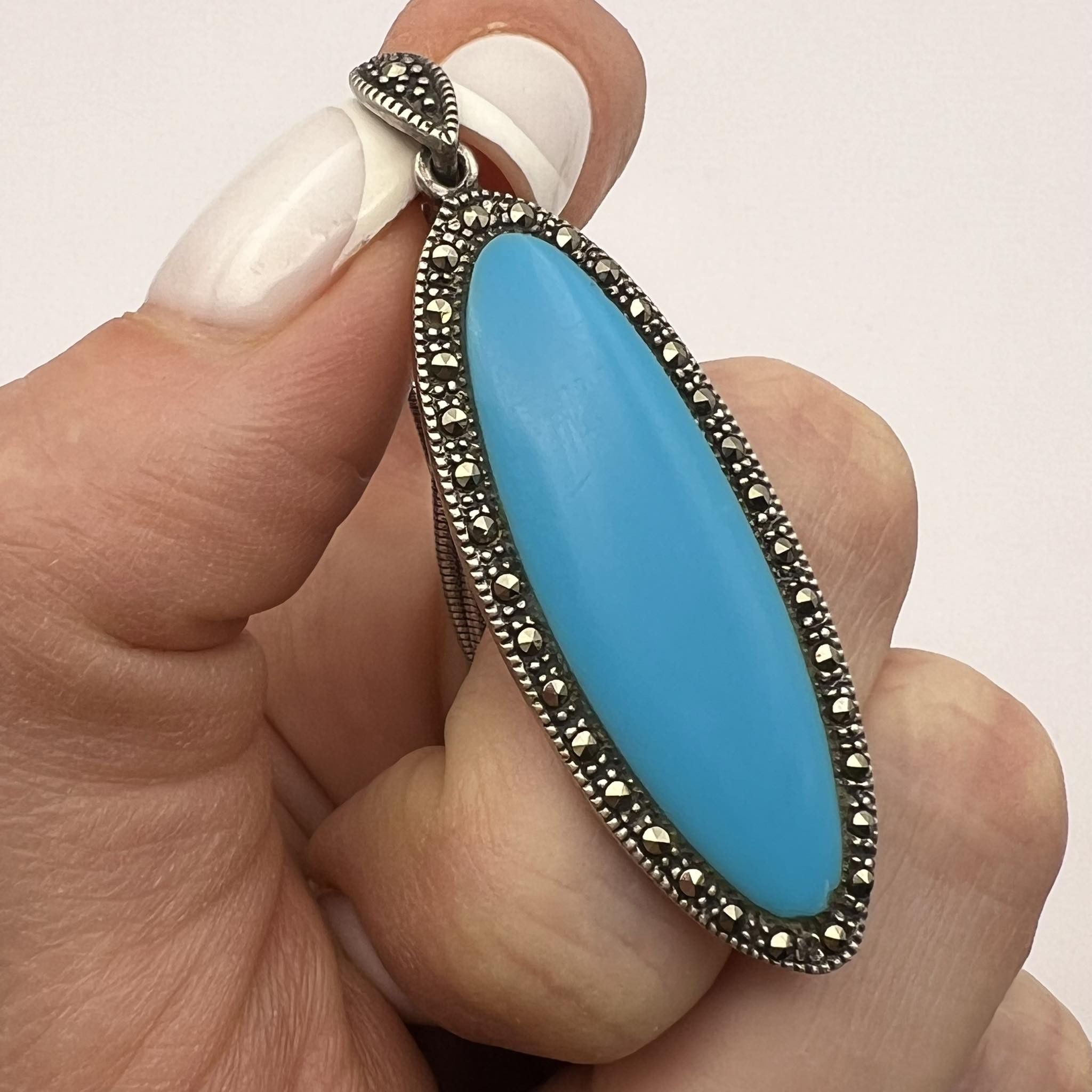 Jewelry Vintage Sterling Silver 925 Necklace Pendant Turquoise 9.7g Size ONE SIZE - 7 Thumbnail