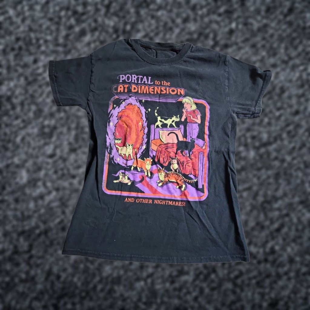Vintage Steven Rhodes Portal to the Cat Dimension T Shirt Halloween Adult XS Black Size US XS / EU 42 / 0 - 1 Thumbnail