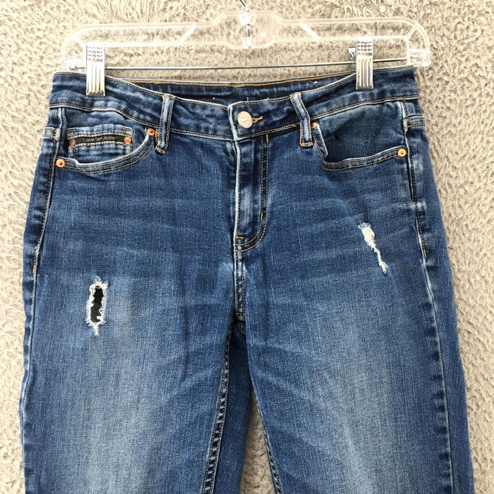 Calvin Klein Calvin Klein Skinny Jeans Womens 28x31 Blue Denim Low Rise Zip Jeans Size 28" / US 6 / IT 42 - 2 Thumbnail