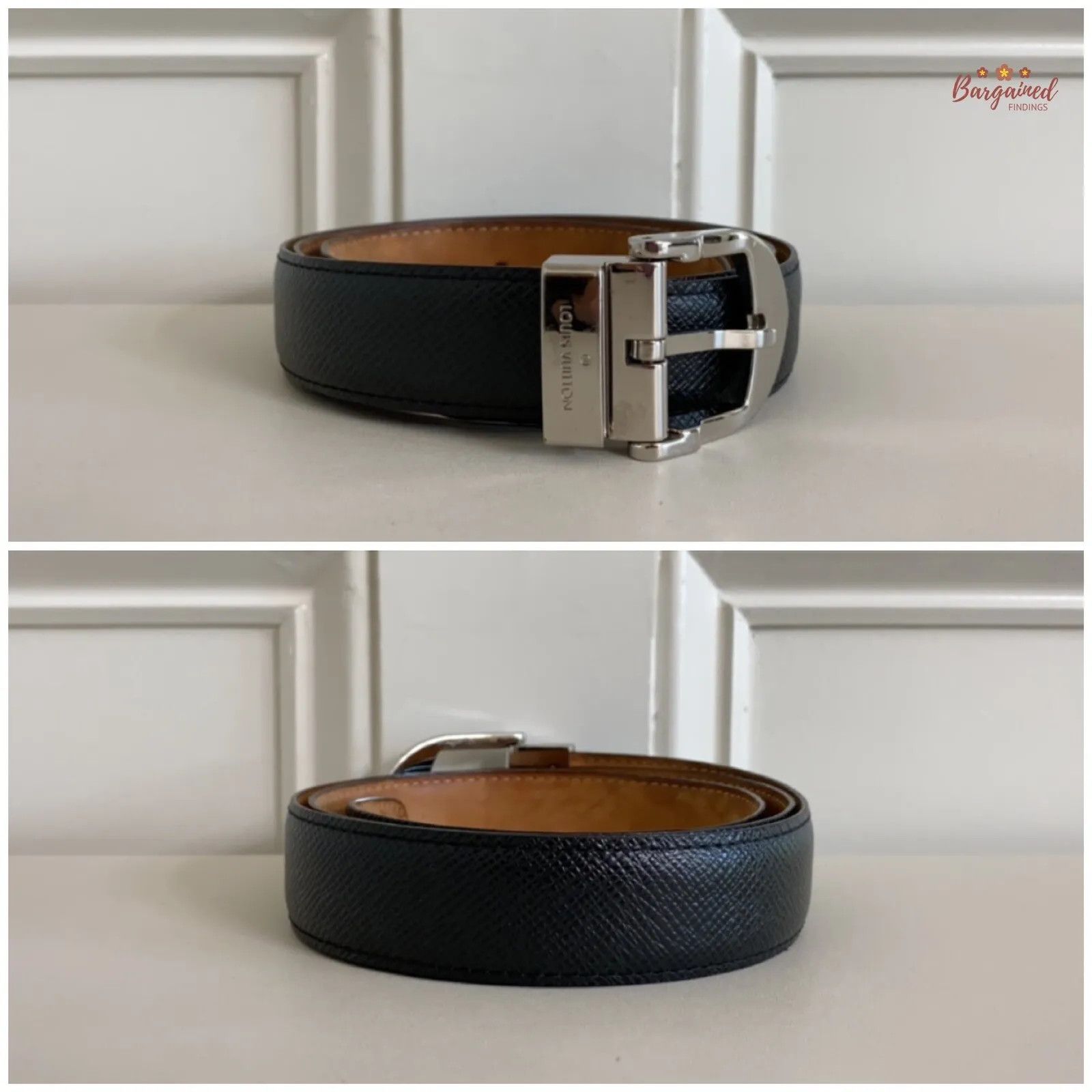 Louis Vuitton Louis Vuitton Black Taiga Leather Silver Buckle Belt Size 34 - 9 Thumbnail
