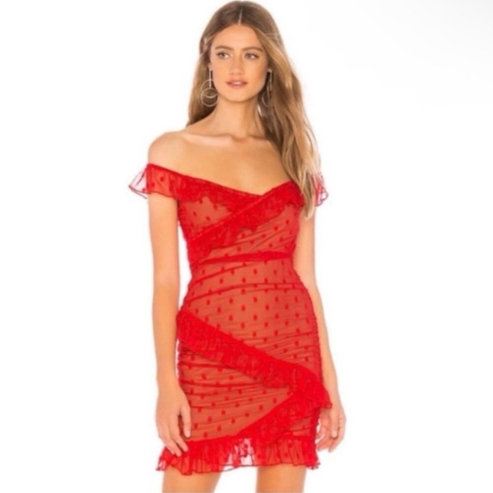 Other New Y2K Chic Mesh Polka Dot Red Dress size S Size S / US 4 / IT 40 - 3 Thumbnail