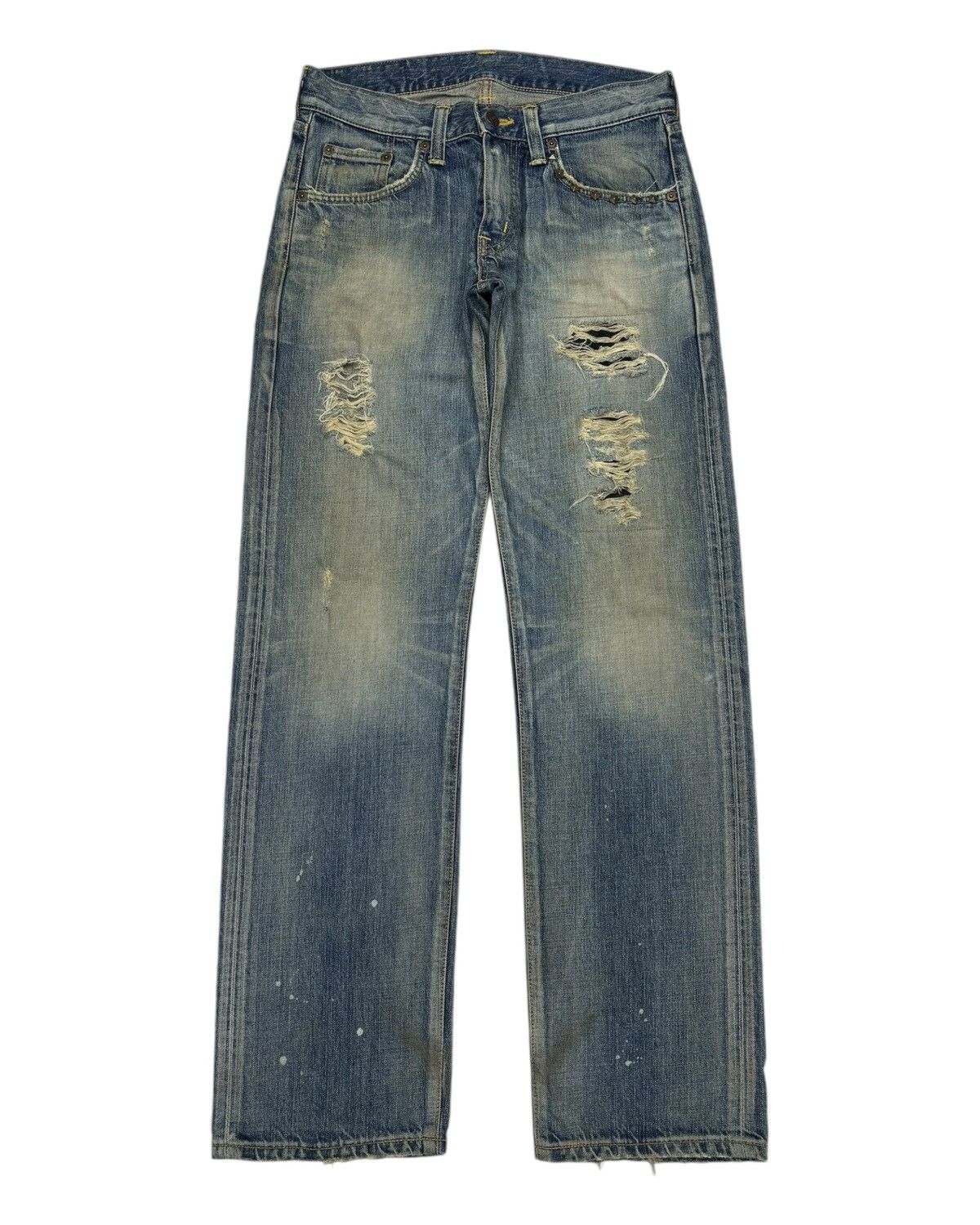 Edwin Rare Edwin Skull Studded Distressed Denim Jeans Size US 30 / EU 46 - 8 Thumbnail