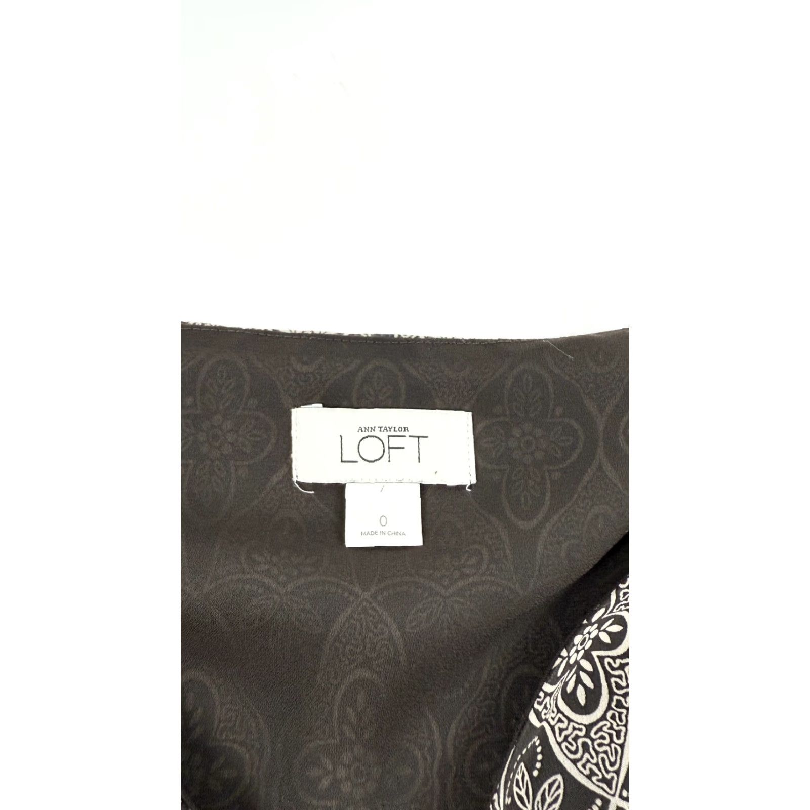 Ann Taylor Ann Taylor Loft Dress Womens 0 Black Geometric Pattern Midi Boho Short Sleeve V-Neck Wrap A-Line Casual Workwear Party/Cocktail Size 25" / US 0 / IT 36 - 2 Thumbnail