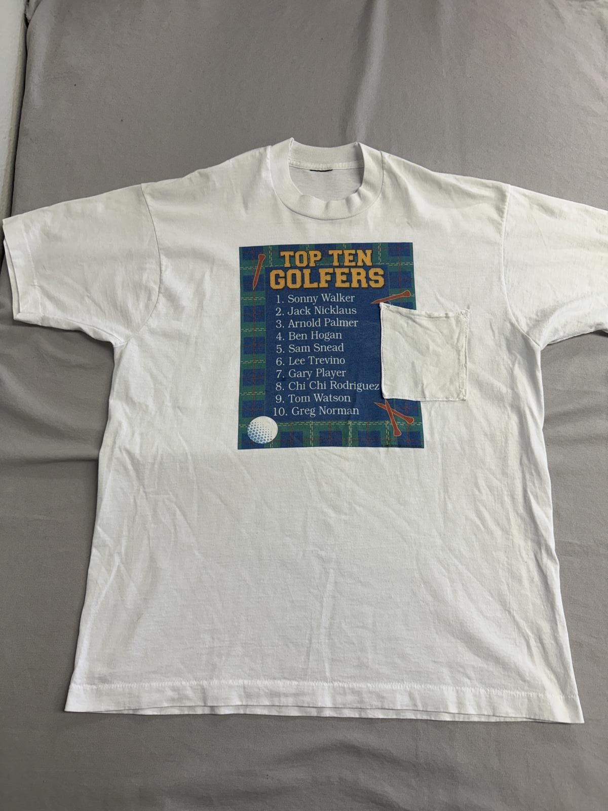 Designer Vintage 1992 Top 10 Golfers T-shirt Tee Pocket - Large Size US XL / EU 56 / 4 - 1 Thumbnail