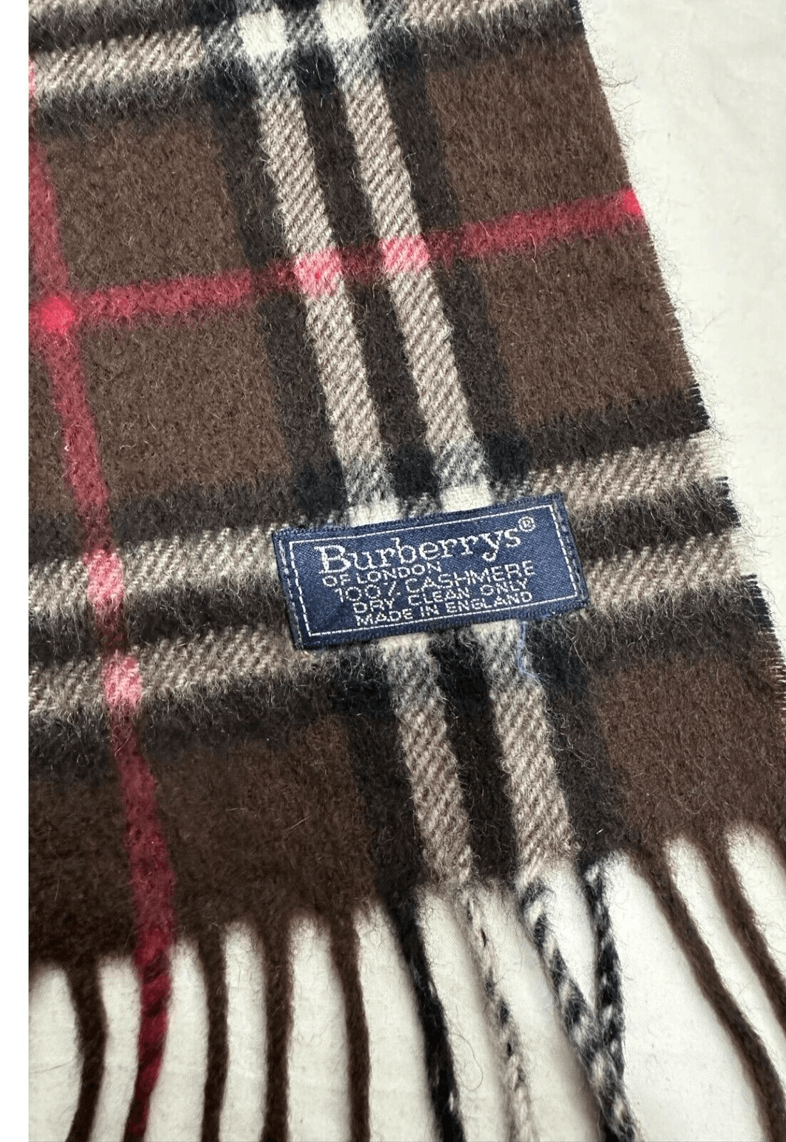 Burberry Burberrys Vintage Check Unisex Scarf Brown 100% Cashmere Size ONE SIZE - 3 Thumbnail