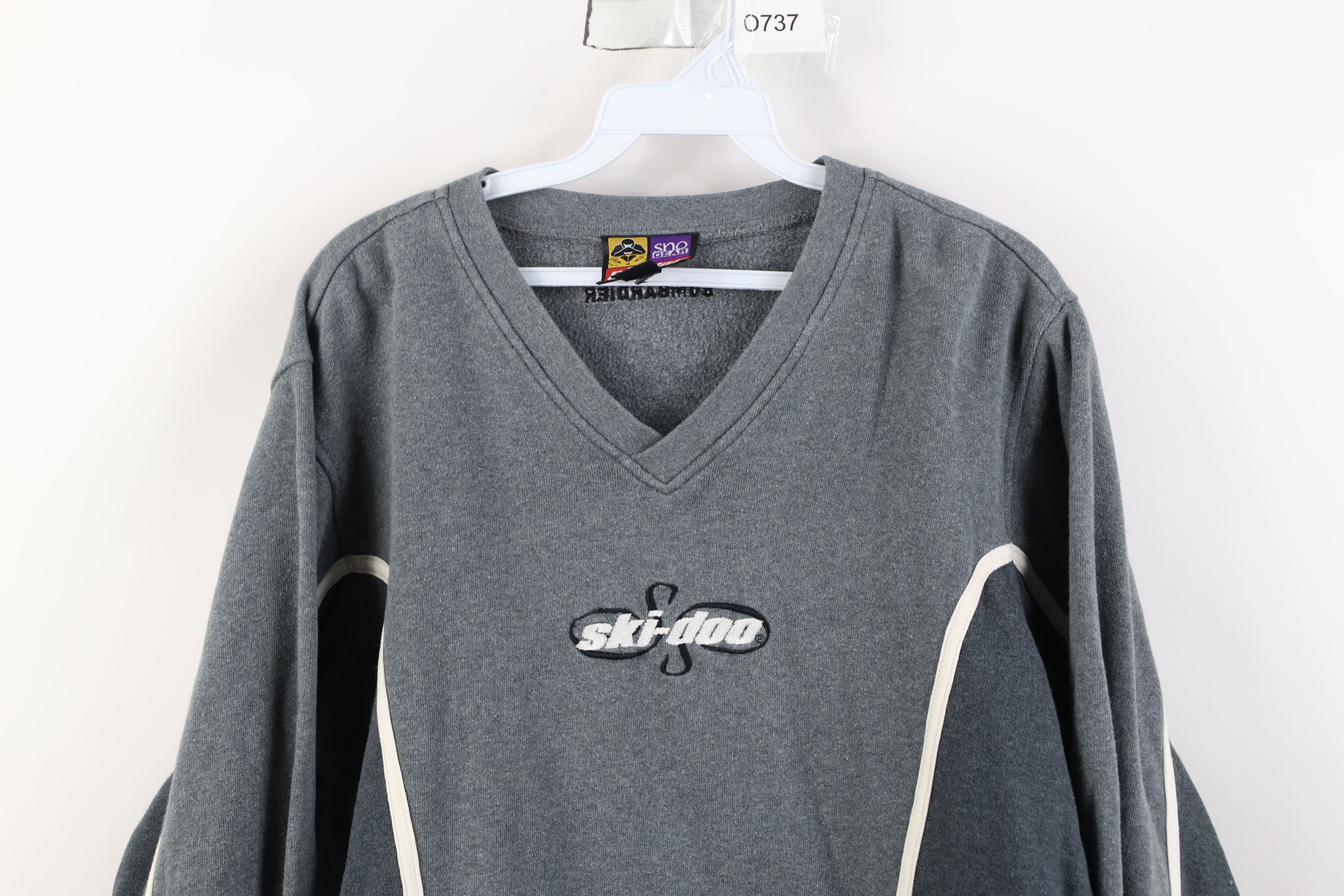 Vintage Vintage 90s Ski Doo Bombardier Ribbed Knit Sweatshirt Gray Size L / US 10 / IT 46 - 2 Thumbnail