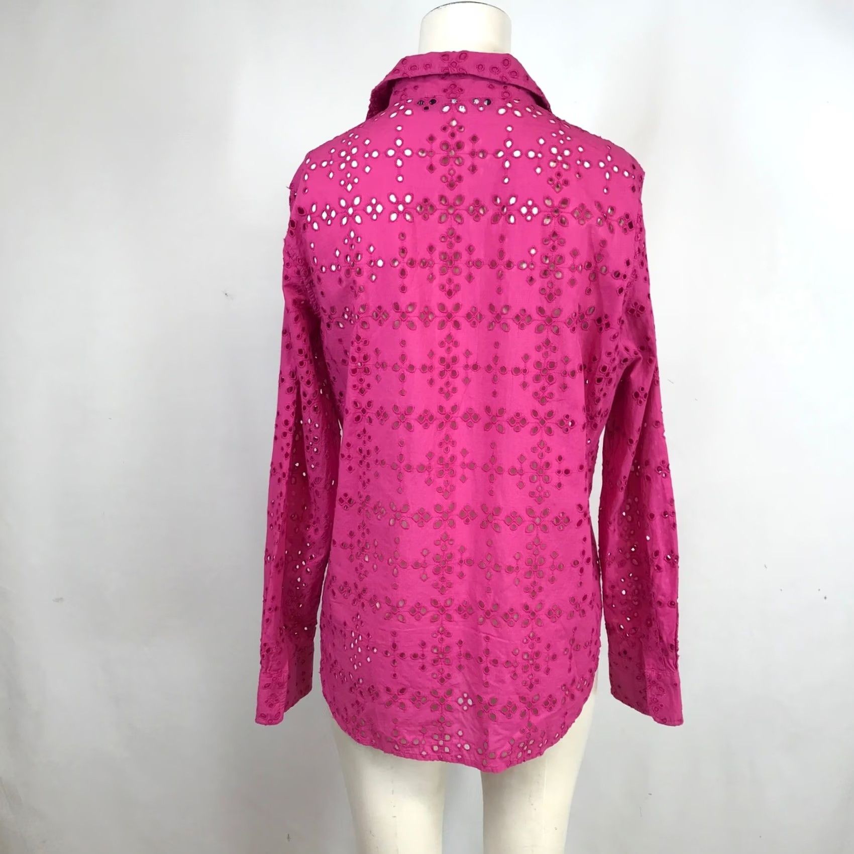 Ralph Lauren Lauren Ralph Lauren Cotton Button Down Shirt M Magenta Pink Eyelet Embroidery Size M / US 6-8 / IT 42-44 - 5 Thumbnail