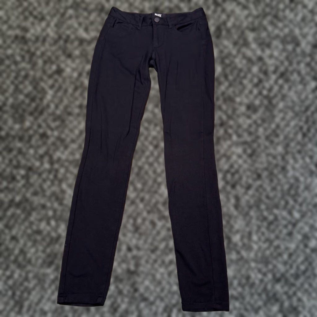 Paige Paige Leggings 23 Black Low Rise Stretch Jegging Slim Women 5-Pocket Dark Fabric Spandex Rayon Nylon Zip Button Inseam 29 in Vintage No Size 40" / US 18 - 1 Thumbnail