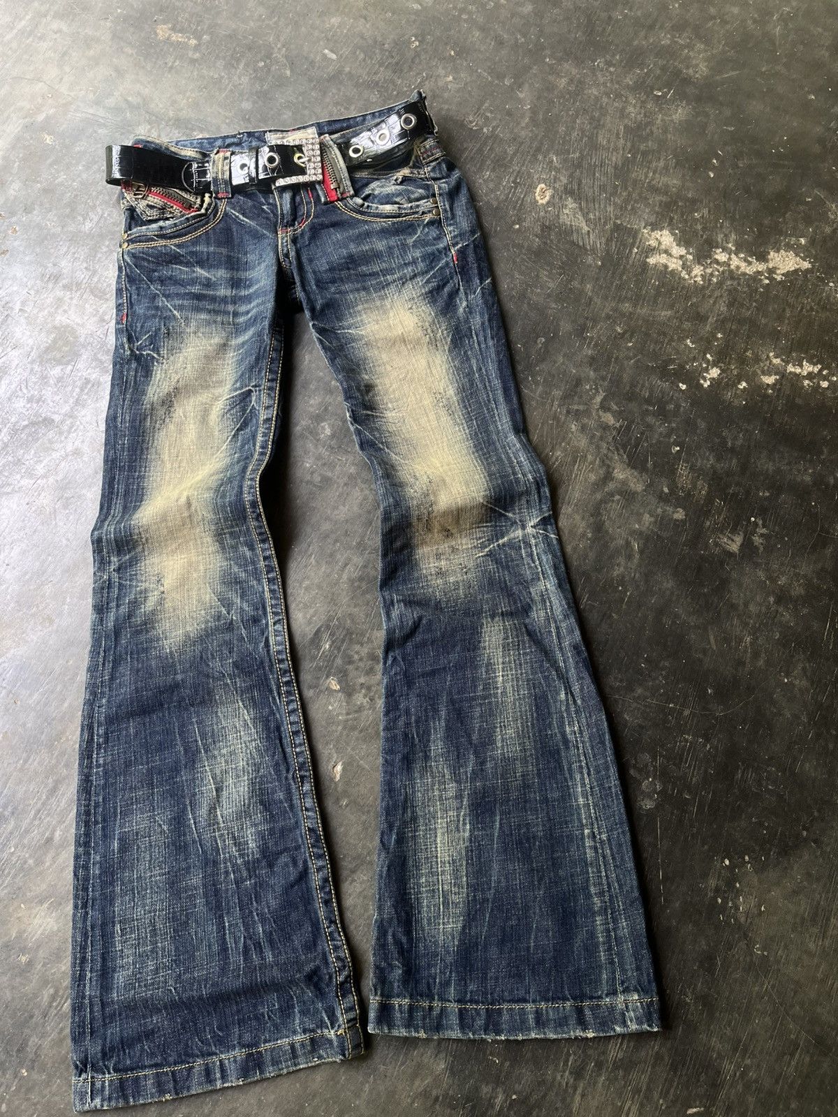 14th Addiction 💀Y2k Washet Lolita Flared Jeans💀 Size 28" / US 6 / IT 42 - 4 Thumbnail