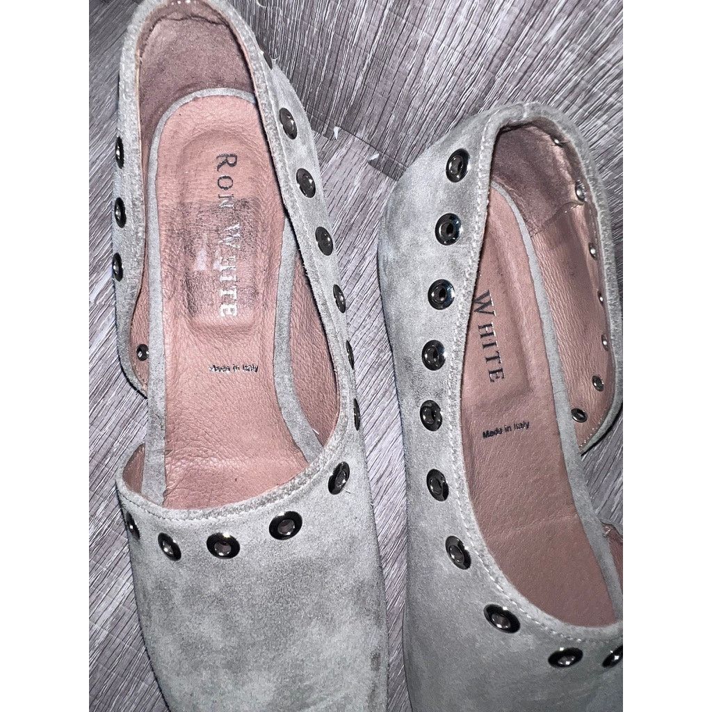 Ron White Ron White Women's 9 Gray Suede Slip-On Loafers w/ Grommet Size US 9 / IT 39 - 2 Thumbnail