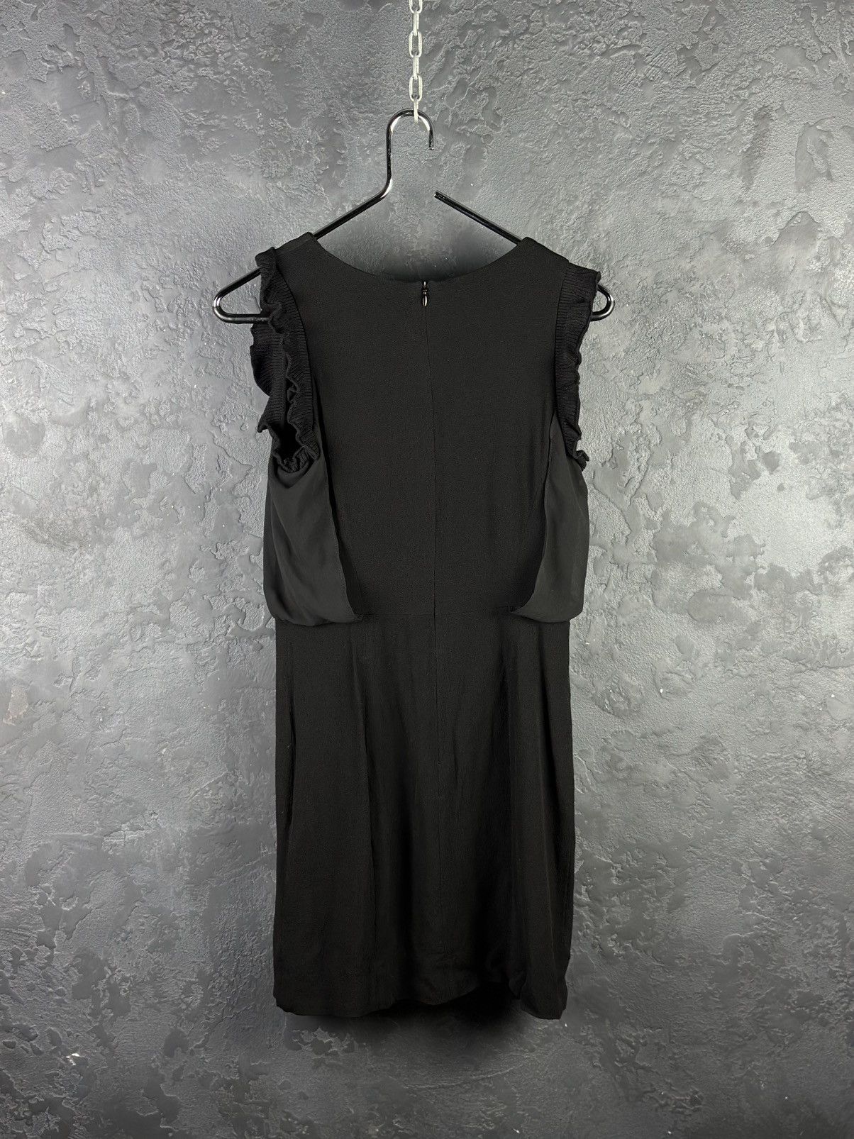 Sandro SANDRO Viscose Crepe Exposed Zipper Flutter Sleeve Dress Size S / US 4 / IT 40 - 7 Thumbnail