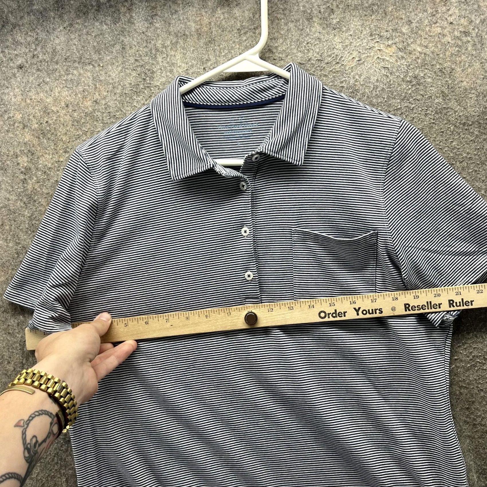 Vineyard Vines Vineyard Vines Polo Shirt Womens Large Blue Stripe Stretch Golf Performance Shirt Size L / US 10 / IT 46 - 7 Thumbnail