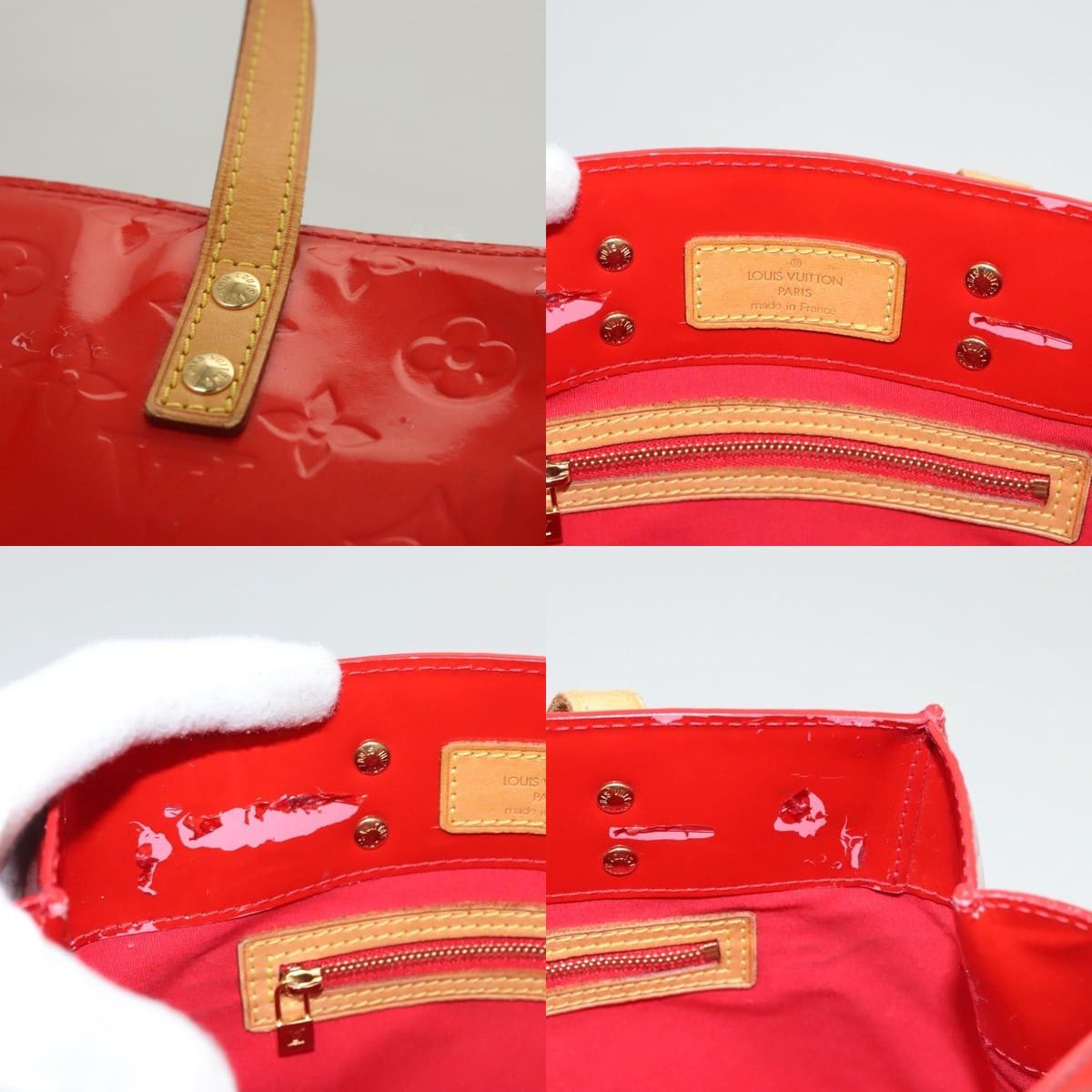 Louis Vuitton LOUIS VUITTON Monogram Vernis Reade PM Hand Bag Red Rouge Size ONE SIZE - 11 Thumbnail
